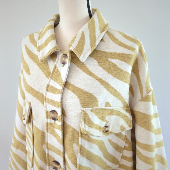 Scoop NYC Gold White Zebra Print Wool Blend Shacket Size XL - Picture 9 of 12